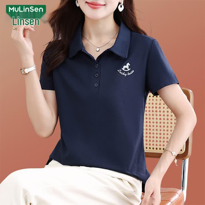 MULINSEN Women s Summer Short-Sleeve Polo Shirt M темно-синий