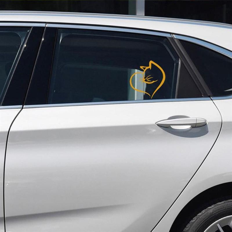 Creative Cats &Heart Pattern Car Sticker Reflective Safety Decal Strong PVC Decal for Vehicle Glass Night Driving