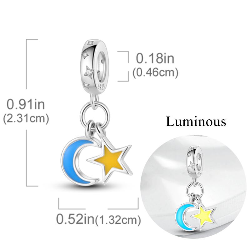 New Copper Charm Bead Charms Fireflies Stars Glowing Luminous Charm Bead Charms for Authentic Pendant Bracelets Do It Yourself Jewellery Gift