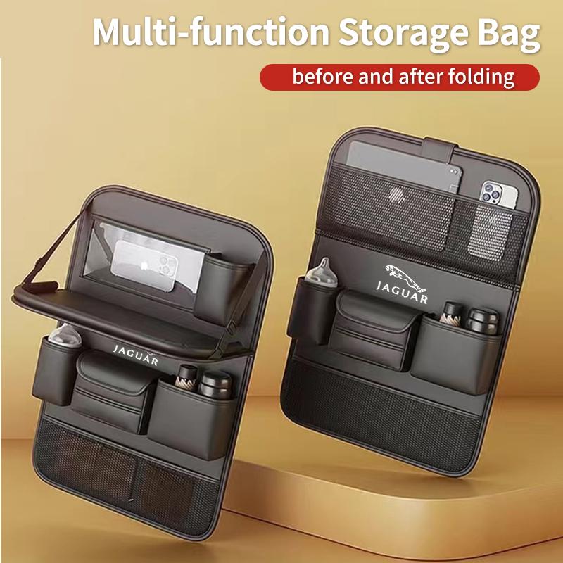 Car SeatBack Storage Bag Tissue Box Tools Organiser Anti-Kick Pad For Jaguar XF XJ XFR XKR S-Type F-Type X-Type F-Pace I-Pace E- SS3