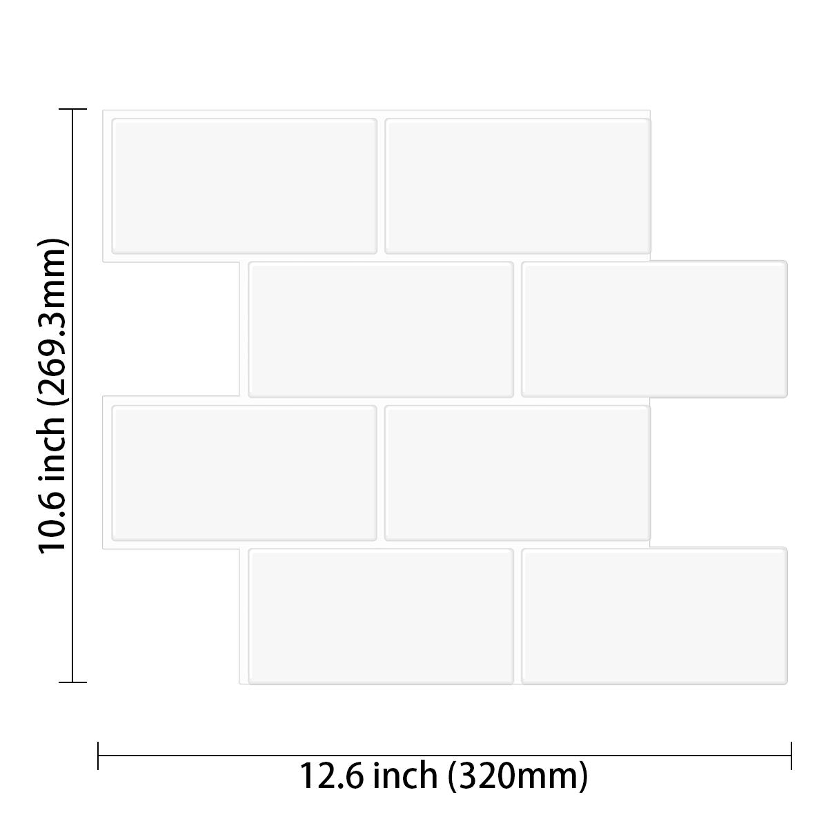 

10 Sheets Big Tiles Peel and Stick Wall Stickers Brick Vinyl Wallpaper Waterproof Kitchen Bathroom Backsplash Home Decor 10 pieces