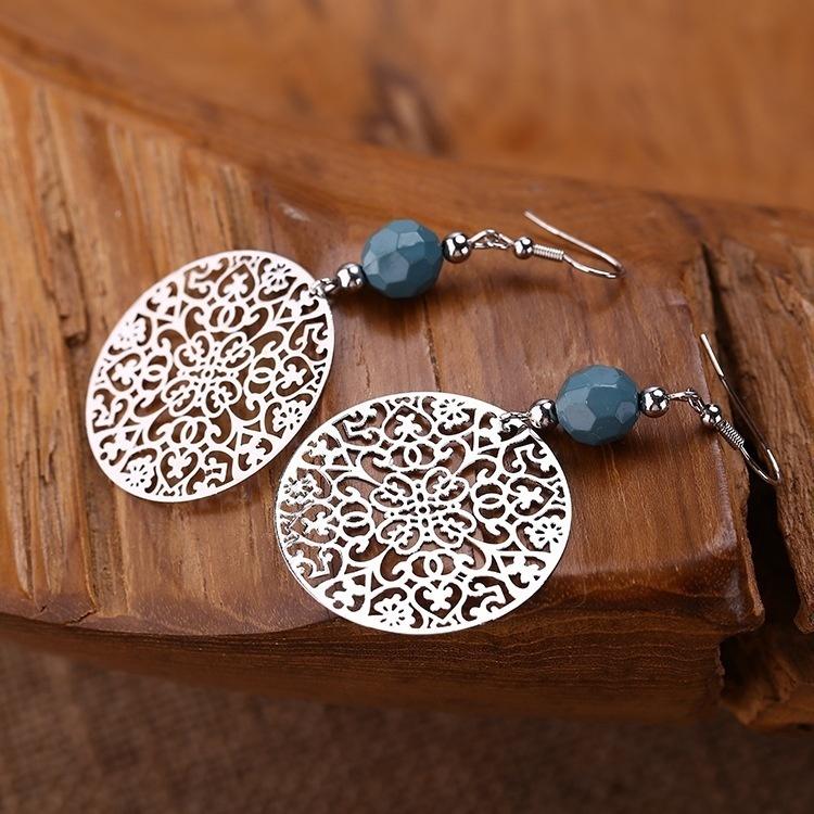 Fashion Hollow Complex Round Decorative Earring Ear Ear Earrings Jewelry