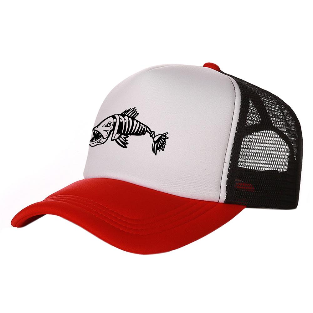 Unisex Outdoor Fishing Cap Fishing Hat Trucker Caps Hunting Has Fish Bones Snapback Hat MZ