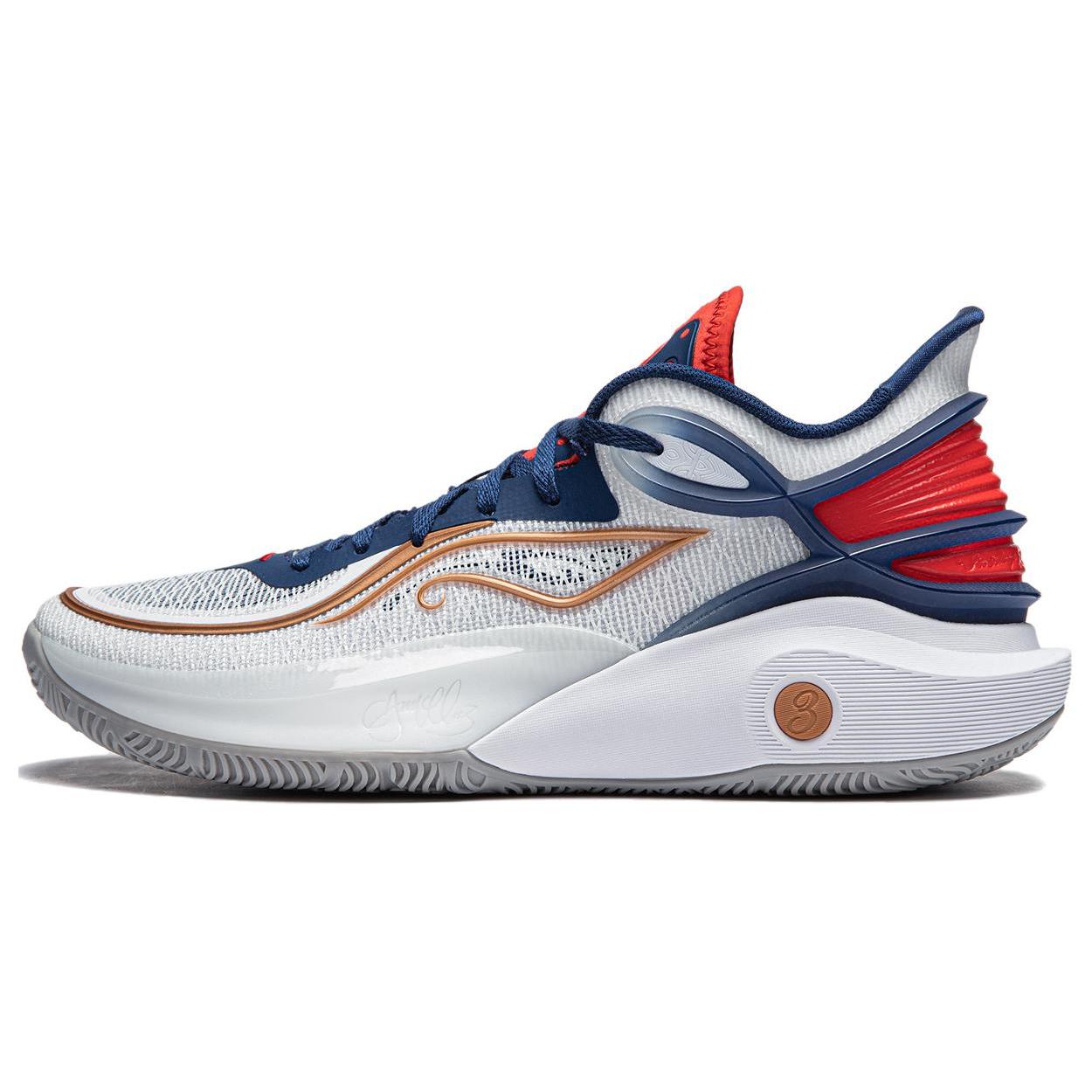 

new LINING CJ 3 Basketball Shoes Men Low Top Standard White/Navy 41