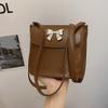 2025 new summer small fresh bucket bag Mori girl shoulder messenger bag solid color bow armpit bag