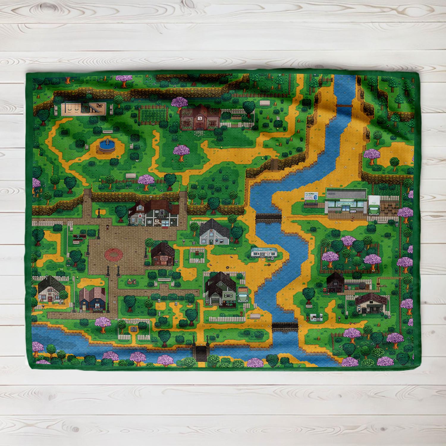 

Stardew Valley Town Map Blanket Flannel Blanket Throw Blankets for Bedding sofa Ultra-Soft Bedroom Quilt 130x150cm