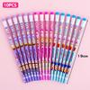 10Pcs Wooden Pencils With Eraser Cartoon Pencils With Colorful Eraser Office Supplies Student Stationery Birthday Gifts