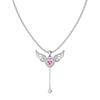 Dylam Eleganza Gioielli di Moda Raffinati Catena a Maglia in Argento 925 Pendente Cuore Ali Angelo Amore con Nappa Zircone Cubico 5A Collane
