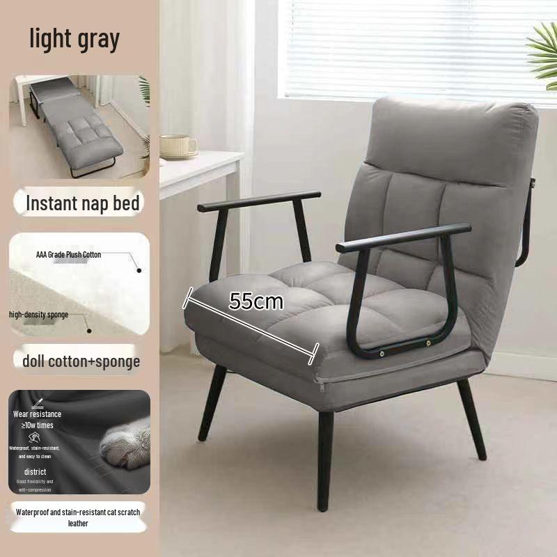 Dual-Use Reclining Office Chair: Foldable Nap Bed/Sofa Seat with Adjustable Backrest