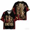 One Piece Monkey D Luffy V-Neck Baseball Jersey,   Anime Fan Short Sleeve Top, Quick Dry Breathable Tee For Men Women Children