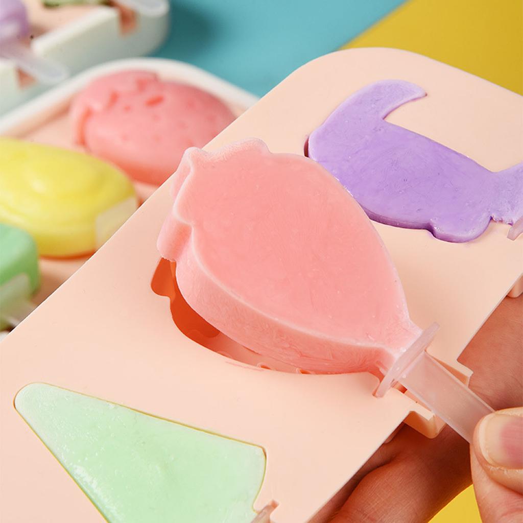Ice Lolly Moulds 4 Shapes Silicone Popsicle Molds, Ice Mould With Sticks, Reusable Ice Lolly Moulds For Kids