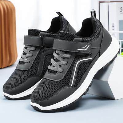 Men's Shoes Summer Couple Walking Shoes New Soft-soled Sneakers Velcro Dad Shoes Mesh Breathable Casual Shoes
