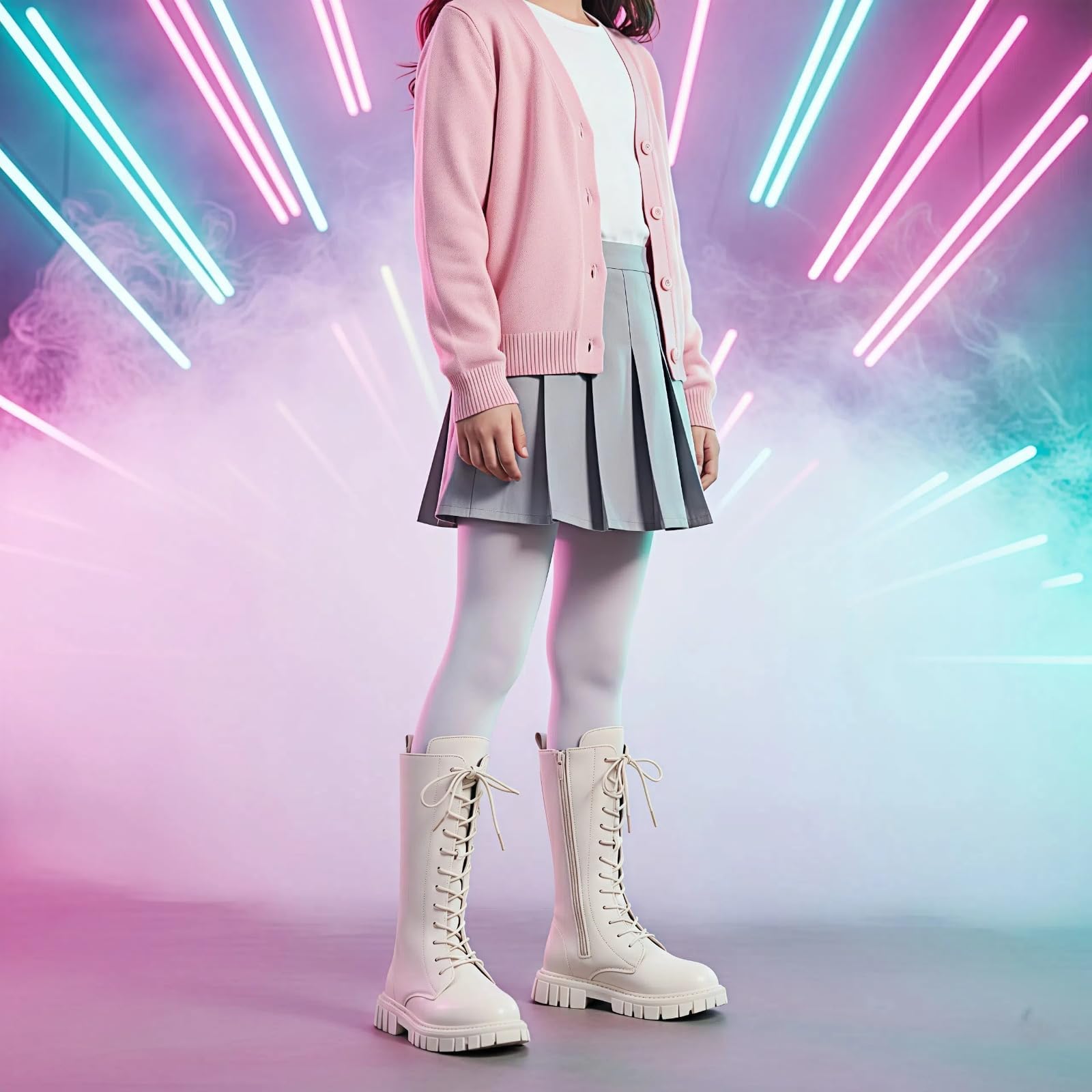 Children s Little Girl s Fashionable And Comfortable Leather Lace-up Boots 37 белый