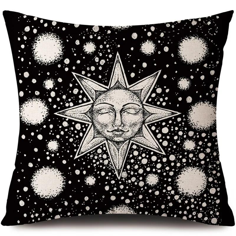 

Tarot Card God Sun Face Pillowcase Moon Decoration Living Room bedroom sofa Bed Home Decor Car Cushion decoration 50x50cm