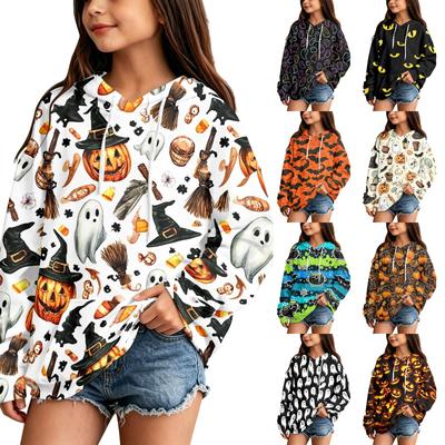Sweat à capuche à imprimé Halloween décontracté pour enfants, pour un usage quotidien