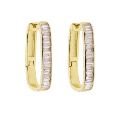 Geometric Rectangle Cubic Zircons Paved Square Hoop Earrings for Women Wedding Delicate Fashion Jewelry