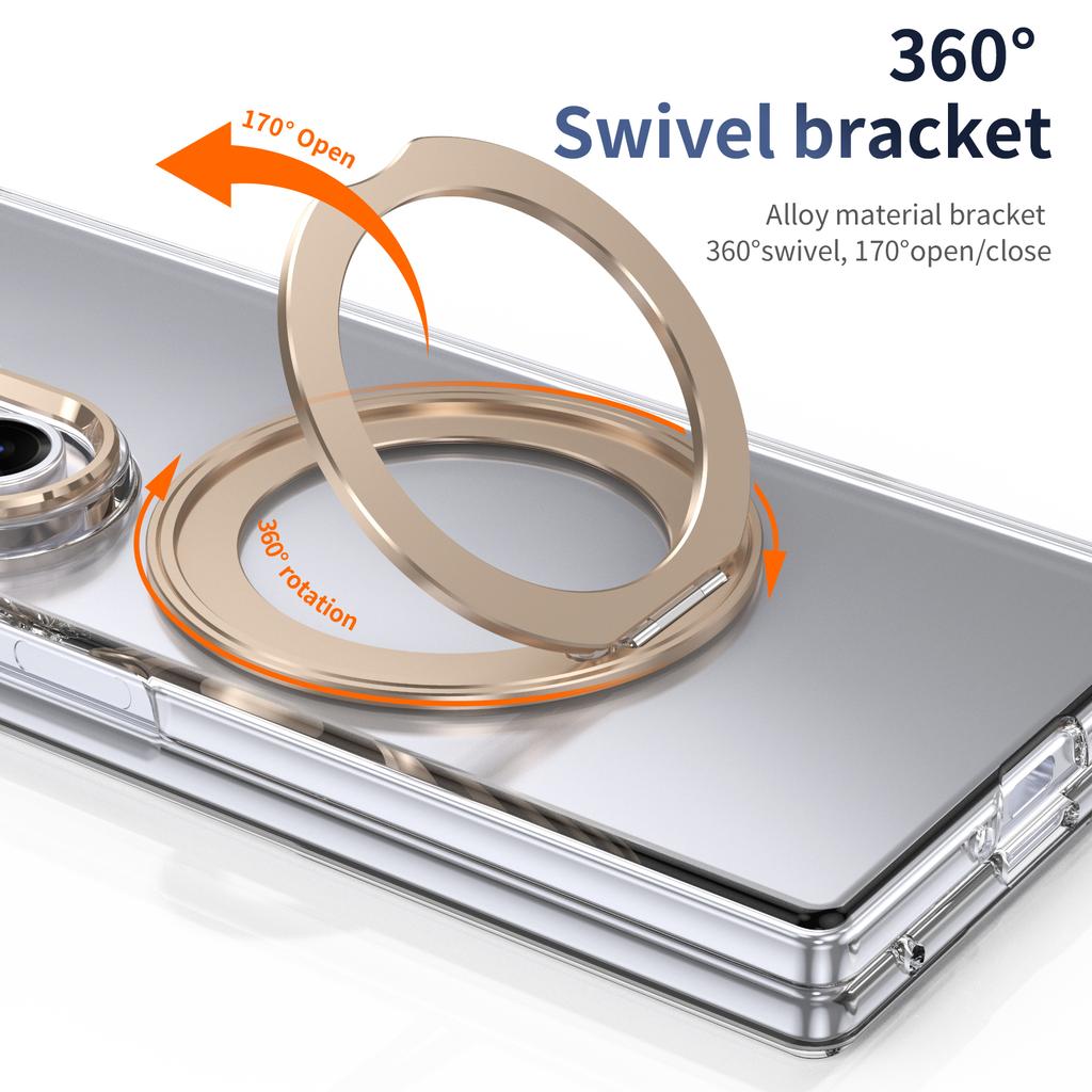 360 Swivel Bracket Magnetic Clear Case for Samsung Galaxy Z Fold 7 6 5 4 Shockproof for Magsafe Kickstand Screen Protector Cover