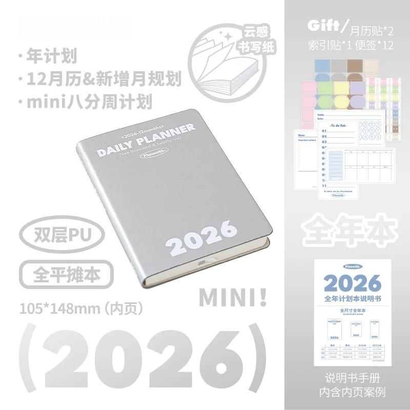 2026 Pocket A6 Notebook Planner Soft Cover Mini Journal Daily Plan Weekly Yearly Monthly Planning Agenda Calendar Gift