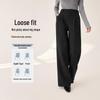 Xiangying Women's Dark Gray High-Waist Straight-Leg Trousers