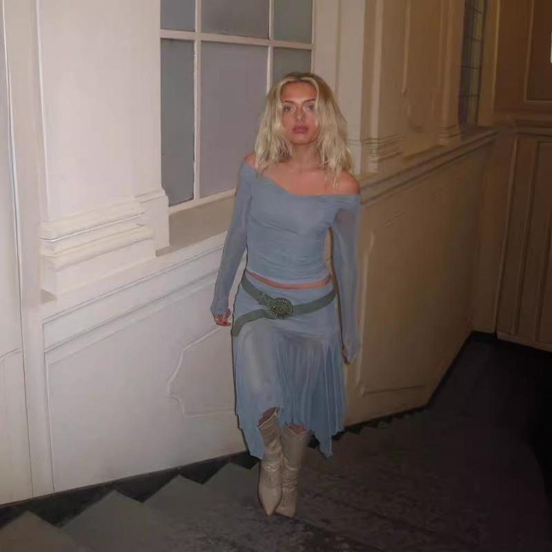 Sommer Damenmode Schlank Sexy Unregelmäßiger Mesh-Plisseerock