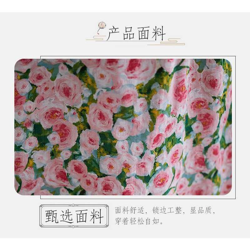 2025 New Floral Vacation Style Travel Round Neck Vintage Long Skirt Flesh Covering Dresses