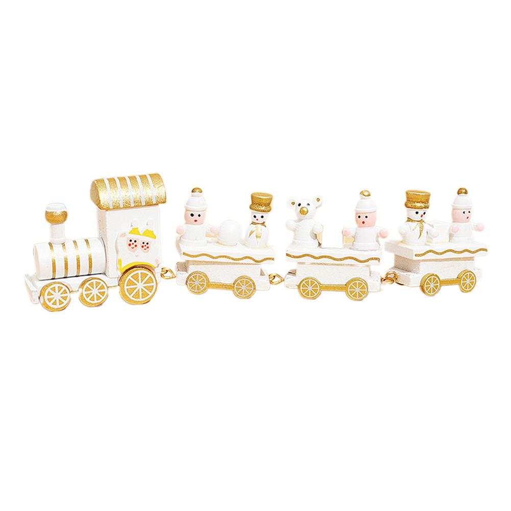 Christmas Table Decorations Mini Train Ornaments Wooden Christmas Train with Santa Snowman for New Year Holiday Party Decor Gift