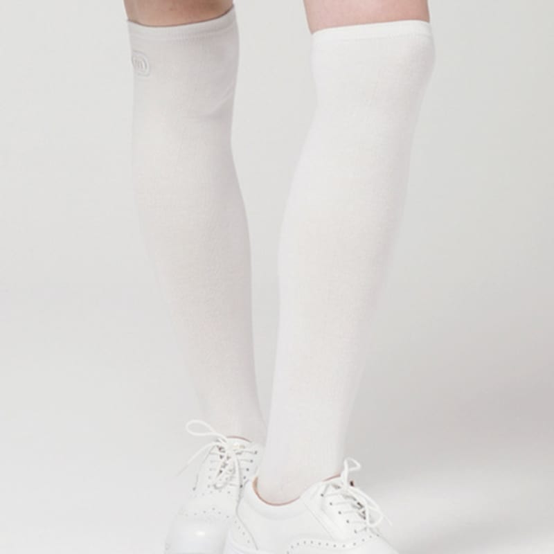 DOYOUKNOWMC ALL SEASON Solid Ivory Over-the-Knee Socks