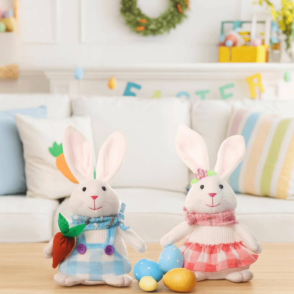 Plush Easter Decorative Rabbit Cute Cartoon Rabbit Doll Easter Rabbit Ornaments  Easter Party