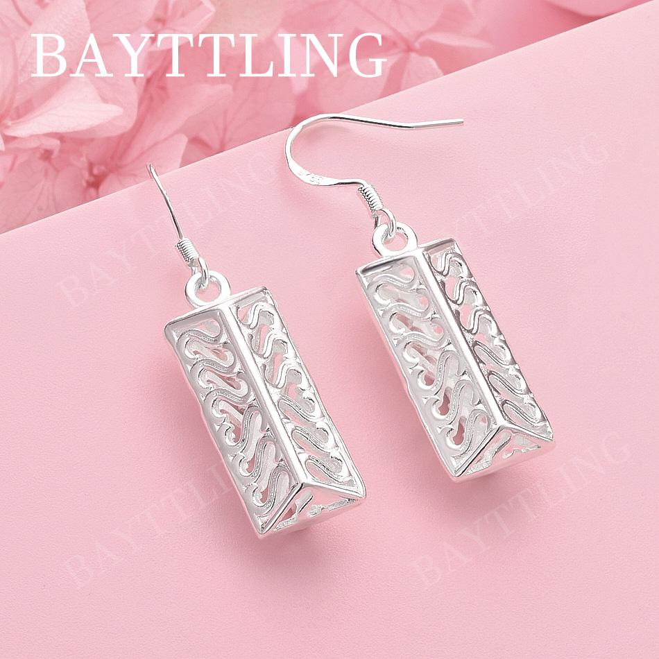 Luxury 925 Sterling Silver Exquisite Geometric Earrings for Women Fashionable Wedding Gift Jewelry Accessories