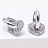 Zirconia Heart Earrings: Trendy Artistic Retro Design, Simple Peach Heart Ear Clips.