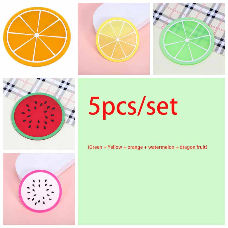 

5 шт./компл. мультяшные фрукты в форме желе подставка силиконовая подставка под стакан коврик домашний стол декор кухонный аксессуар 5pcs/set