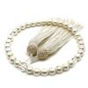 Eizen Nenjuya Women's Prayer Beads (Shell Pearl) with Silk Tassel, White [Nishijin Woven, Prayer Beads Bag Included] Suitable for All Sects, Handmade