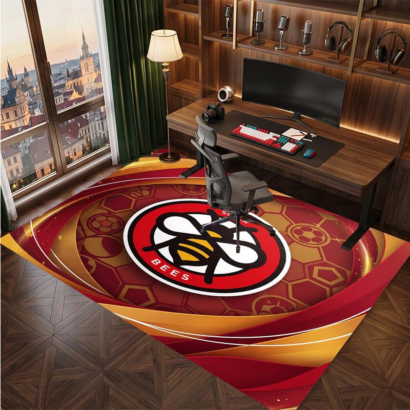 Brentford Football Print Crystal Velvet Rug, Comfortable Water Absorbent Non Slip Indoor Floor Carpet