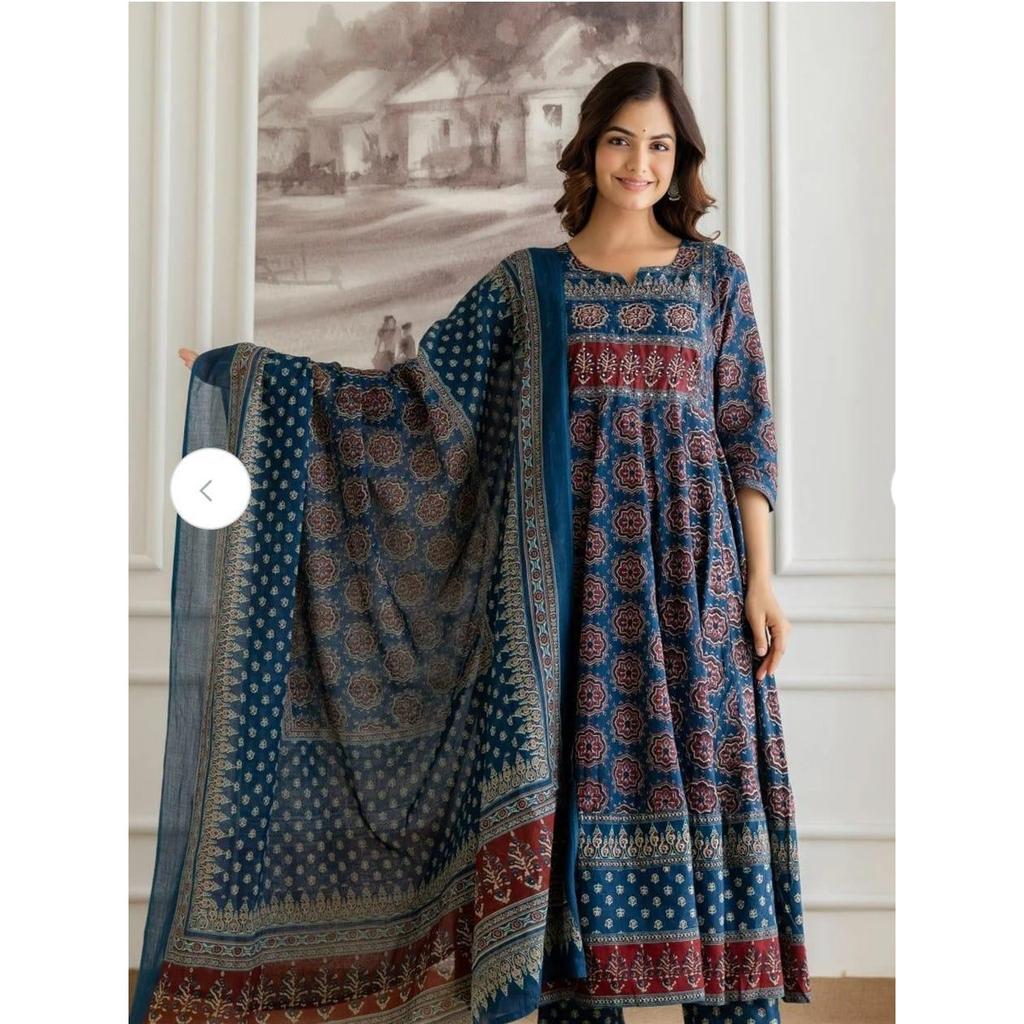 Indian Traditional Anarkali Suit Bollywood Women's Ethnic Kurta Pant Dupatta Set