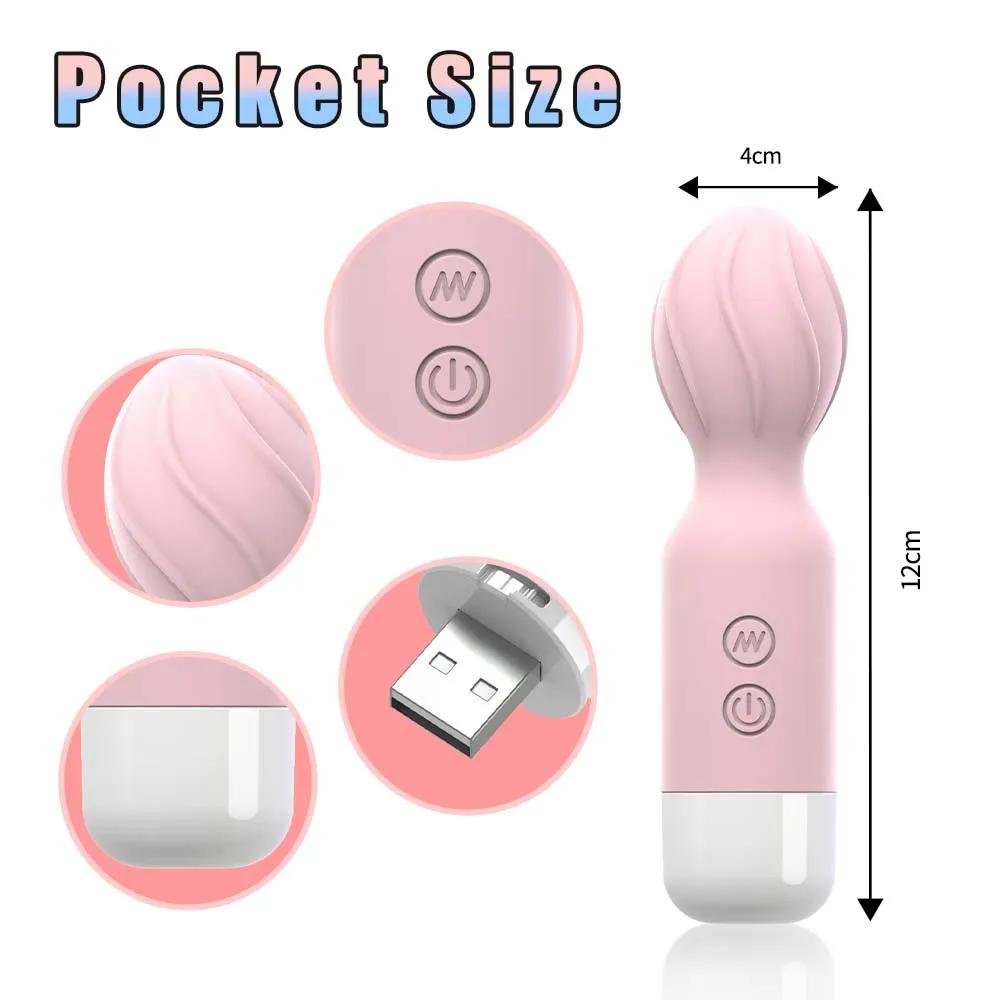 Mini AV Vibrator For Women Magic Wand Clitoris Stimulator USB Rechargeable Portable Silicone G-Spot Massager Aldult Sex Toys 18+