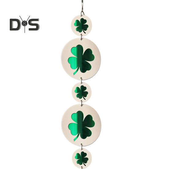 

Квітковий Ловець Сонця Ручної Роботи Акрилова Підвіска на Вікно Ловець Світла Декорація з Круглою Дерев яною Рамою для Домашнього Настінного Декору зелений