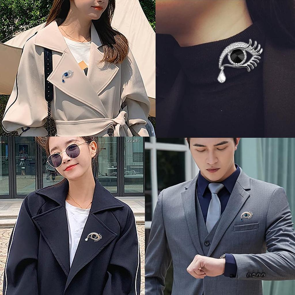 Angel's Tear Drop Brooch Diamond-Inlaid Big Eyes Long Eyelashes Brooch Fashionable Pin Accessory