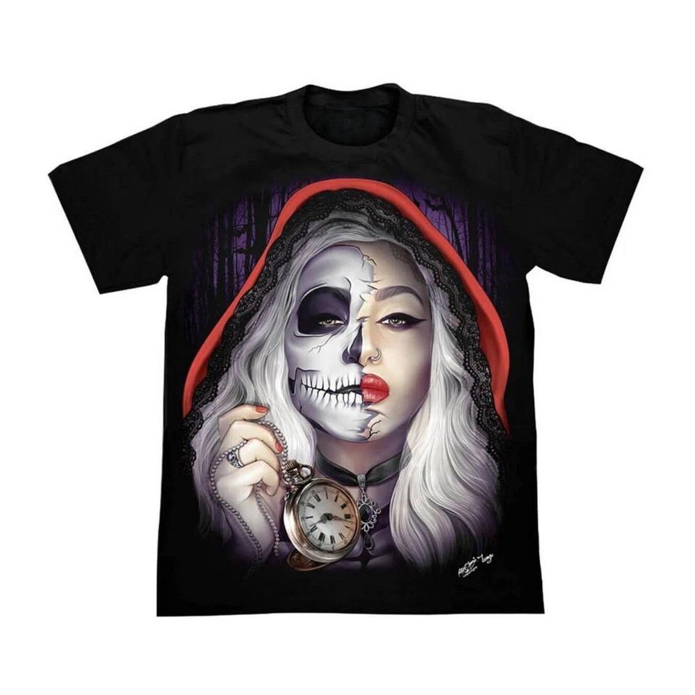 Summer Men's Skull Pattern 3D Printed Round Neck T-shirt with Short Sleeves