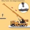 Children Engineering Truck Toy with Light & Sound Effect Flexible Long Arm Retractable Sling Simulation Lifting Crane Truck Model