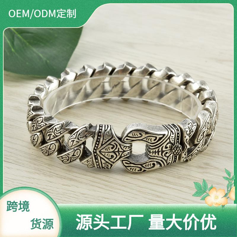 Guangdong Stainless Steel Jewelry Retro Totem Titanium Steel Men's Bracelet, Jewelry Jewelry