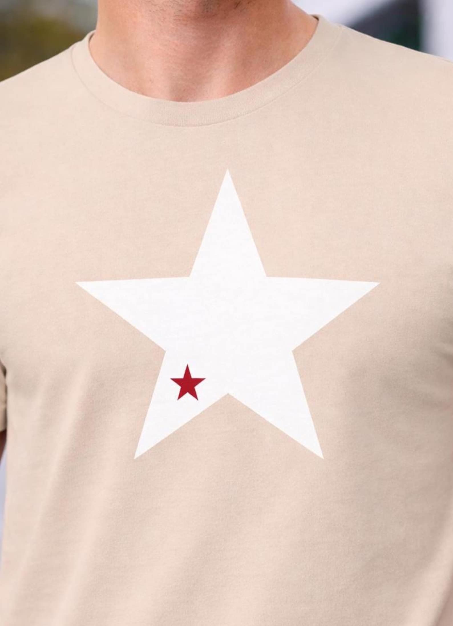 Natural White Star T-Shirt | Minimalist Graphic Streetwear Tee | Unisex Cotton | Starram 2XL