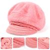 Women Casual Vintage Plush Skullcap Knitted Visor Beret Hat Beanie Hat