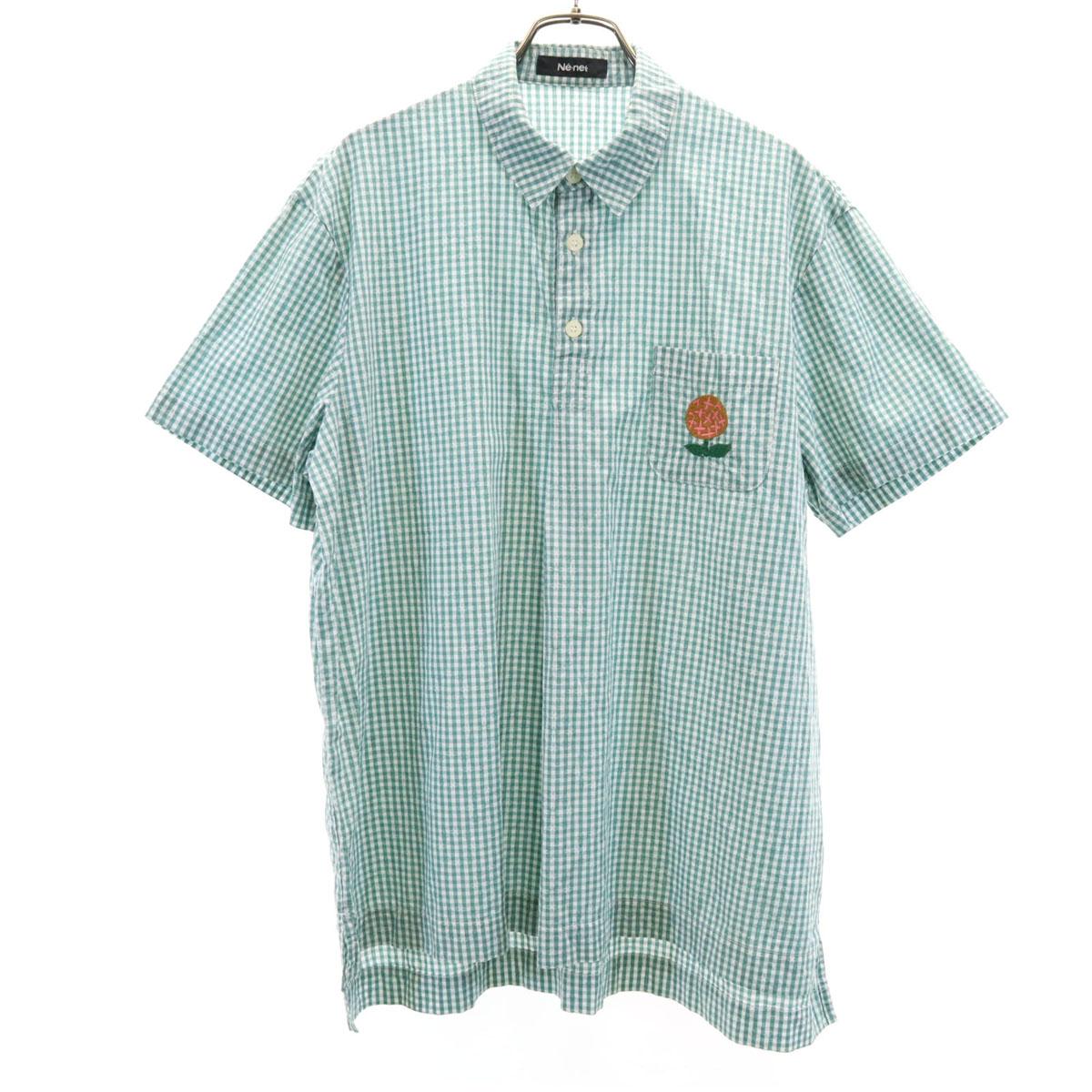 

Ne-net Рубашка-пуловер из сирсакера с коротким рукавом и клетчатым узором 3 Мужская Б/У