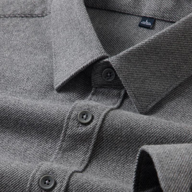 Camicia da Uomo, Camicia Calda in Lana, Manica Lunga, Camicia da Pendolare per Mezza Età, Primavera e Autunno, Business Casual
