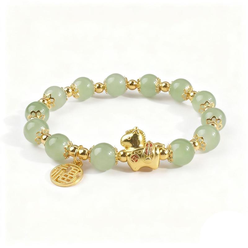 

New Year Lucky Horse Beaded Bracelet For Women Elegant Red Beads Fu Letter Charm Bracelets 2026 Chinese Festival Jewelry Gifts