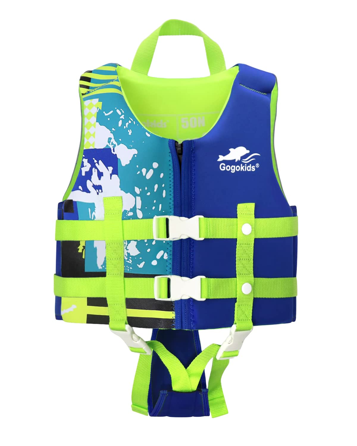 

Gogokids Children s Life Jacket with Crotch Strap, Floating Vest, Buoyancy Support Swim Vest for Swimming Practice, Fishing, and River Play, Size L