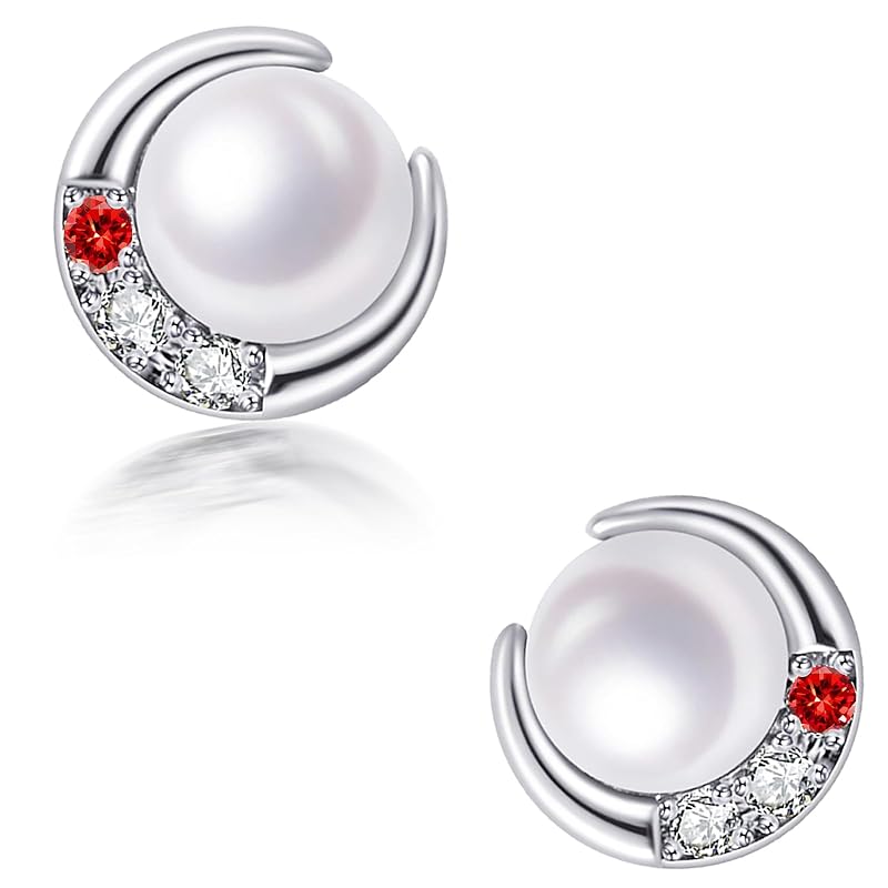 

SK.Whiee pearl earrings ladies Popularity Love of the String Moon silver 925 Compatible with metal allergies pearl accessories everyday use wedding