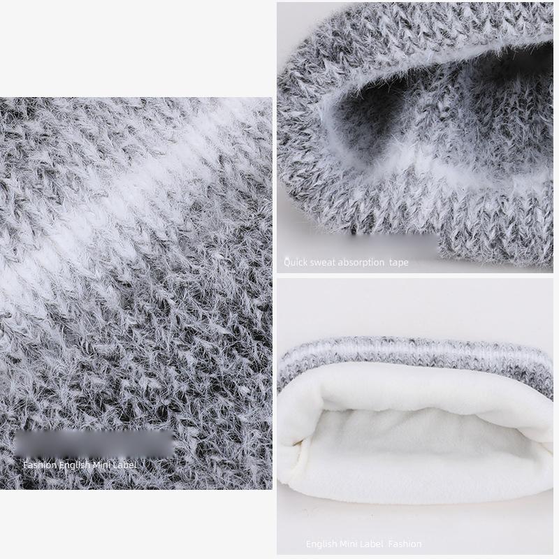 Hat Scarf Gloves Three-Piece Set Winter Outdoor Windproof Cold Warm Knitted Hat Women's Ear Guard Head Wool Hat