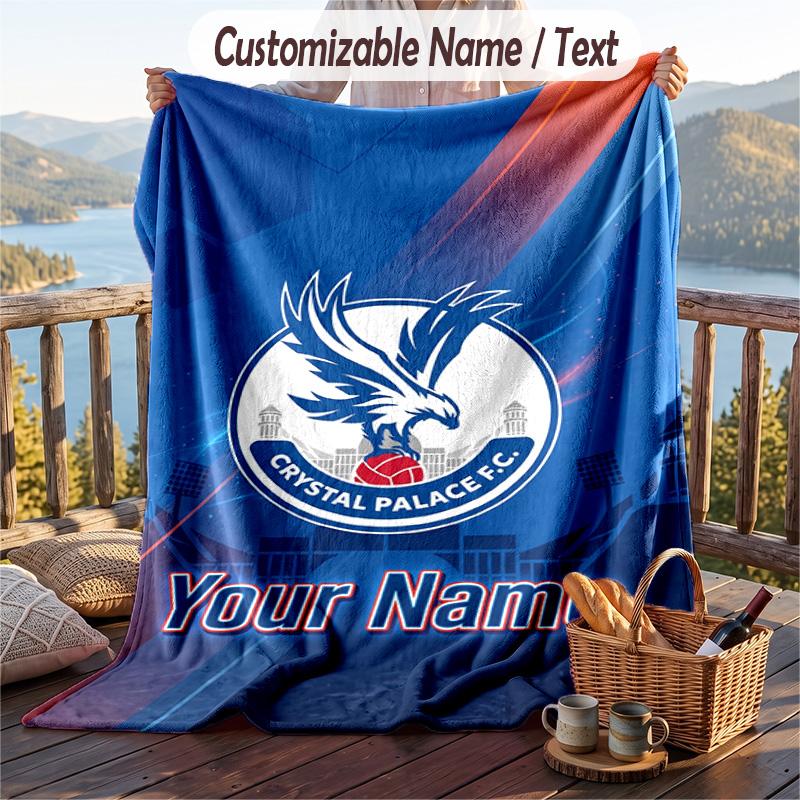 Flannel Blanket Crystal Palace Print Custom Name Text Soft Throw for Sofa Bed