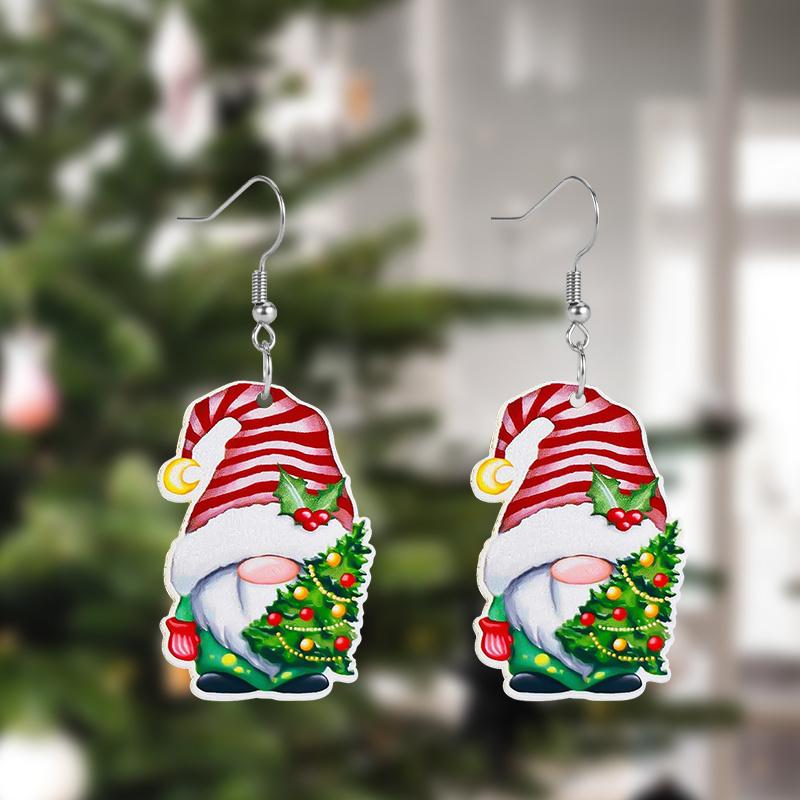 Tragen Sie modische Brillen Weihnachtsmann Weihnachtsbaum Zwerg Acryl Hängeohrringe für Frauen Mädchen Y2K Geflügeltes Schweinchen Ohrstecker Weihnachtsgeschenke